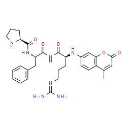 ChemSpider 2D Image | L-Prolyl-N-{(2S)-5-[(diaminomethylene)amino]-2-[(4-methyl-2-oxo-2H-chromen-7-yl)amino]pentanoyl}-L-phenylalaninamide | C30H37N7O5