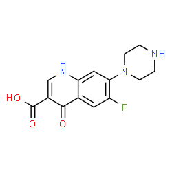 ChemSpider 2D Image | 6-fluoro-4-hydroxy-7-(piperazin-1-yl)quinoline-3-carboxylic acid | C14H14FN3O3