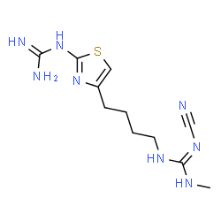 ChemSpider 2D Image | 1-[4-(2-Carbamimidamido-1,3-thiazol-4-yl)butyl]-2-cyano-3-methylguanidine | C11H18N8S