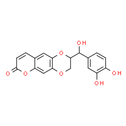 ChemSpider 2D Image | 2-[(3,4-Dihydroxyphenyl)(hydroxy)methyl]-2,3-dihydro-7H-[1,4]dioxino[2,3-g]chromen-7-one | C18H14O7