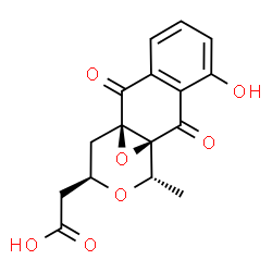ChemSpider 2D Image | [(1R,10S,11S,13R)-7-Hydroxy-11-methyl-2,9-dioxo-12,15-dioxatetracyclo[8.4.1.0~1,10~.0~3,8~]pentadeca-3,5,7-trien-13-yl]acetic acid | C16H14O7