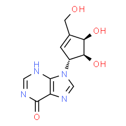 ChemSpider 2D Image | (1S,2R,5R)-3-(hydroxymethyl)-5-(6-hydroxy-9H-purin-9-yl)cyclopent-3-ene-1,2-diol | C11H12N4O4