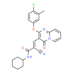 ChemSpider 2D Image | (2E)-3-[2-(4-Chloro-3-methylphenoxy)-4-oxo-4H-pyrido[1,2-a]pyrimidin-3-yl]-2-cyano-N-cyclohexylacrylamide | C25H23ClN4O3