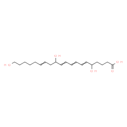 ChemSpider 2D Image | 5,12,20-Trihydroxy-6,8,10,14-icosatetraenoic acid | C20H32O5