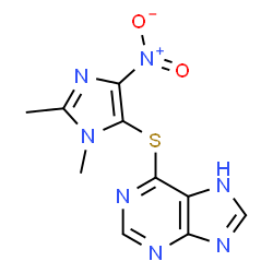 ChemSpider 2D Image | 6-[(1,2-Dimethyl-4-nitro-1H-imidazol-5-yl)sulfanyl]-7H-purine | C10H9N7O2S