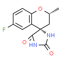 ChemSpider 2D Image | (2R,4S)-6-Fluoro-2-methylspiro[chroman-4,4'-imidazolidine]-2',5'-dione | C12H11FN2O3