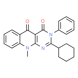 ChemSpider 2D Image | 2-Cyclohexyl-10-methyl-3-phenyl-3H,10H-pyrimido[4,5-b]quinoline-4,5-dione | C24H23N3O2