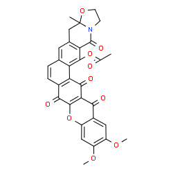 ChemSpider 2D Image | 11,12-Dimethoxy-3a-methyl-8,14,15,17-tetraoxo-1,2,3a,4,8,14,15,17-octahydrochromeno[2',3':6,7]naphtho[2,1-g][1,3]oxazolo[3,2-b]isoquinolin-16-yl acetate | C31H23NO10