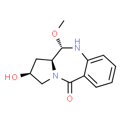 ChemSpider 2D Image | (2S,11S,11aS)-2-Hydroxy-11-methoxy-1,2,3,10,11,11a-hexahydro-5H-pyrrolo[2,1-c][1,4]benzodiazepin-5-one | C13H16N2O3