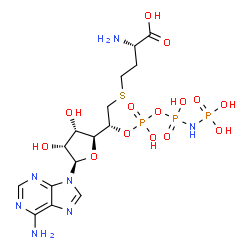 ChemSpider 2D Image | (7R,12S)-12-Amino-7-[(2S,3S,4R,5R)-5-(6-amino-9H-purin-9-yl)-3,4-dihydroxytetrahydro-2-furanyl]-1,1,3,5-tetrahydroxy-4,6-dioxa-9-thia-2-aza-1,3,5-triphosphatridecan-13-oic acid 1,3,5-trioxide (non-pre
ferred name) | C15H26N7O14P3S