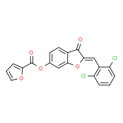 ChemSpider 2D Image | (2Z)-2-(2,6-Dichlorobenzylidene)-3-oxo-2,3-dihydro-1-benzofuran-6-yl 2-furoate | C20H10Cl2O5