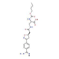 ChemSpider 2D Image | N-(Butoxycarbonyl)-3-({[(5R)-3-(4-carbamimidoylphenyl)-4,5-dihydro-1,2-oxazol-5-yl]acetyl}amino)-L-alanine | C20H27N5O6