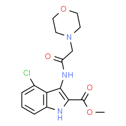 ChemSpider 2D Image | Methyl 4-chloro-3-[(4-morpholinylacetyl)amino]-1H-indole-2-carboxylate | C16H18ClN3O4
