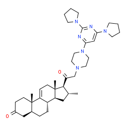 ChemSpider 2D Image | (5alpha,16alpha)-21-{4-[2,6-Di(1-pyrrolidinyl)-4-pyrimidinyl]-1-piperazinyl}-16-methylpregn-9(11)-ene-3,20-dione | C38H56N6O2