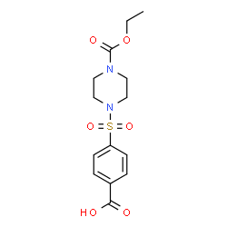 ChemSpider 2D Image | 4-{[4-(Ethoxycarbonyl)-1-piperazinyl]sulfonyl}benzoic acid | C14H18N2O6S