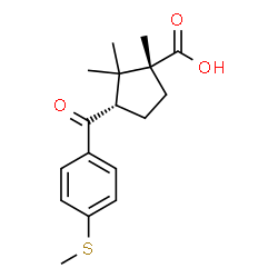 ChemSpider 2D Image | (1R,3S)-1,2,2-Trimethyl-3-[4-(methylsulfanyl)benzoyl]cyclopentanecarboxylic acid | C17H22O3S