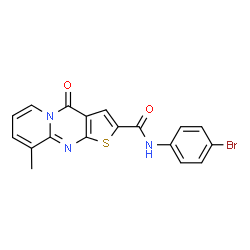 ChemSpider 2D Image | N-(4-Bromophenyl)-9-methyl-4-oxo-4H-pyrido[1,2-a]thieno[2,3-d]pyrimidine-2-carboxamide | C18H12BrN3O2S