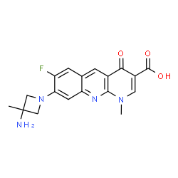 ChemSpider 2D Image | 8-(3-Amino-3-methyl-1-azetidinyl)-7-fluoro-1-methyl-4-oxo-1,4-dihydrobenzo[b][1,8]naphthyridine-3-carboxylic acid | C18H17FN4O3