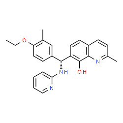 ChemSpider 2D Image | 7-[(R)-(4-Ethoxy-3-methylphenyl)(2-pyridinylamino)methyl]-2-methyl-8-quinolinol | C25H25N3O2