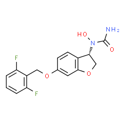 ChemSpider 2D Image | 1-{(3S)-6-[(2,6-Difluorobenzyl)oxy]-2,3-dihydro-1-benzofuran-3-yl}-1-hydroxyurea | C16H14F2N2O4