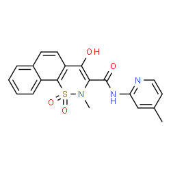 ChemSpider 2D Image | 4-Hydroxy-2-methyl-N-(4-methyl-2-pyridinyl)-2H-naphtho[2,1-e][1,2]thiazine-3-carboxamide 1,1-dioxide | C20H17N3O4S