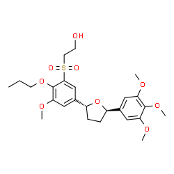 ChemSpider 2D Image | 2-({3-Methoxy-2-propoxy-5-[(2R,5R)-5-(3,4,5-trimethoxyphenyl)tetrahydro-2-furanyl]phenyl}sulfonyl)ethanol | C25H34O9S