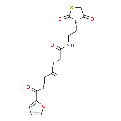 ChemSpider 2D Image | 2-{[2-(2,4-Dioxo-1,3-thiazolidin-3-yl)ethyl]amino}-2-oxoethyl N-2-furoylglycinate | C14H15N3O7S