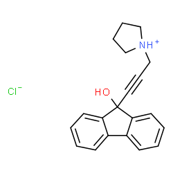 ChemSpider 2D Image | 1-[3-(9-Hydroxy-9H-fluoren-9-yl)-2-propyn-1-yl]pyrrolidinium chloride | C20H20ClNO