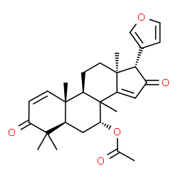 ChemSpider 2D Image | (5alpha,7alpha,8xi,13alpha,17alpha)-17-(3-Furyl)-4,4,8-trimethyl-3,16-dioxoandrosta-1,14-dien-7-yl acetate | C28H34O5