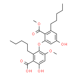 ChemSpider 2D Image | 6-Hydroxy-3-[5-hydroxy-2-(methoxycarbonyl)-3-pentylphenoxy]-4-methoxy-2-pentylbenzoic acid | C26H34O8