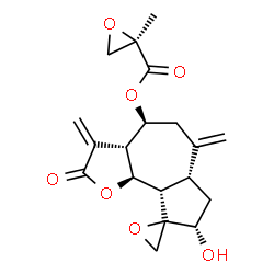 ChemSpider 2D Image | (3aR,4S,6aR,8S,9aS,9bS)-8-Hydroxy-3,6-bis(methylene)-2-oxodecahydro-2H-spiro[azuleno[4,5-b]furan-9,2'-oxiran]-4-yl (2R)-2-methyl-2-oxiranecarboxylate | C19H22O7