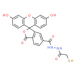 ChemSpider 2D Image | 3',6'-Dihydroxy-3-oxo-N'-(sulfanylacetyl)-3H-spiro[2-benzofuran-1,9'-xanthene]-6-carbohydrazide | C23H16N2O7S