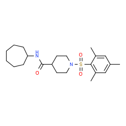 ChemSpider 2D Image | N-Cycloheptyl-1-(mesitylsulfonyl)-4-piperidinecarboxamide | C22H34N2O3S