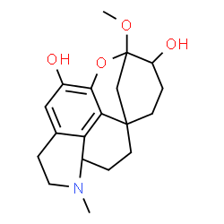 ChemSpider 2D Image | 5-Methoxy-13-methyl-6-oxa-13-azapentacyclo[8.6.2.1~1,5~.0~7,17~.0~14,18~]nonadeca-7,9,17-triene-4,8-diol | C19H25NO4