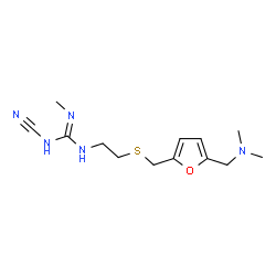 ChemSpider 2D Image | 1-Cyano-3-{2-[({5-[(dimethylamino)methyl]-2-furyl}methyl)sulfanyl]ethyl}-2-methylguanidine | C13H21N5OS