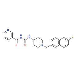 ChemSpider 2D Image | N-({1-[(6-Fluoro-2-naphthyl)methyl]-4-piperidinyl}carbamoyl)nicotinamide | C23H23FN4O2