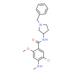ChemSpider 2D Image | N-(1-Benzyl-3-pyrrolidinyl)-5-chloro-2-methoxy-4-(methylamino)benzamide | C20H24ClN3O2