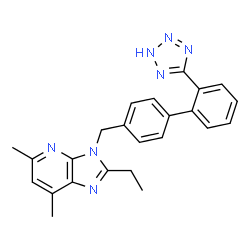 ChemSpider 2D Image | 2-Ethyl-5,7-dimethyl-3-{[2'-(2H-tetrazol-5-yl)-4-biphenylyl]methyl}-3H-imidazo[4,5-b]pyridine | C24H23N7