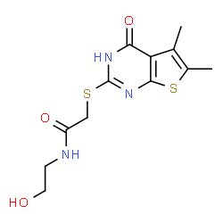 ChemSpider 2D Image | acetamide, 2-[(4-hydroxy-5,6-dimethylthieno[2,3-d]pyrimidin-2-yl)thio]-N-(2-hydroxyethyl)- | C12H15N3O3S2