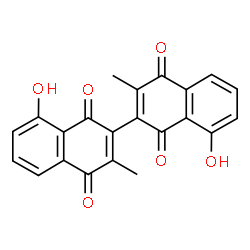ChemSpider 2D Image | 8,8'-Dihydroxy-3,3'-dimethyl-2,2'-binaphthalene-1,1',4,4'-tetrone | C22H14O6