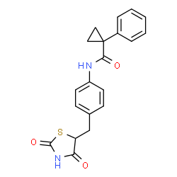 ChemSpider 2D Image | N-{4-[(2,4-Dioxo-1,3-thiazolidin-5-yl)methyl]phenyl}-1-phenylcyclopropanecarboxamide | C20H18N2O3S