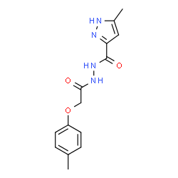 ChemSpider 2D Image | 5-Methyl-N'-[(4-methylphenoxy)acetyl]-1H-pyrazole-3-carbohydrazide | C14H16N4O3