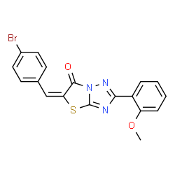 ChemSpider 2D Image | (5E)-5-(4-Bromobenzylidene)-2-(2-methoxyphenyl)[1,3]thiazolo[3,2-b][1,2,4]triazol-6(5H)-one | C18H12BrN3O2S