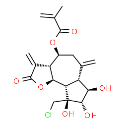 ChemSpider 2D Image | (3aR,4S,6aR,7R,8S,9S,9aS,9bS)-9-(Chloromethyl)-7,8,9-trihydroxy-3,6-bis(methylene)-2-oxododecahydroazuleno[4,5-b]furan-4-yl methacrylate | C19H23ClO7