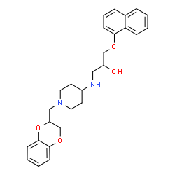 ChemSpider 2D Image | 1-{[1-(2,3-Dihydro-1,4-benzodioxin-2-ylmethyl)-4-piperidinyl]amino}-3-(1-naphthyloxy)-2-propanol | C27H32N2O4