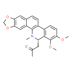 ChemSpider 2D Image | 1-[(13S)-1,2-Dimethoxy-12-methyl-12,13-dihydro[1,3]benzodioxolo[5,6-c]phenanthridin-13-yl]acetone | C24H23NO5