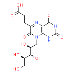 ChemSpider 2D Image | 1-[6-(2-Carboxyethyl)-2,4,7-trioxo-1,3,4,7-tetrahydro-8(2H)-pteridinyl]-1-deoxy-D-ribitol | C14H18N4O9
