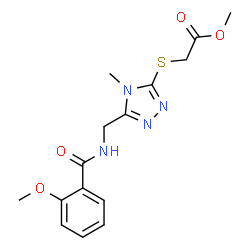 ChemSpider 2D Image | Methyl [(5-{[(2-methoxybenzoyl)amino]methyl}-4-methyl-4H-1,2,4-triazol-3-yl)sulfanyl]acetate | C15H18N4O4S