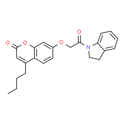 ChemSpider 2D Image | 4-Butyl-7-[2-(2,3-dihydro-1H-indol-1-yl)-2-oxoethoxy]-2H-chromen-2-one | C23H23NO4
