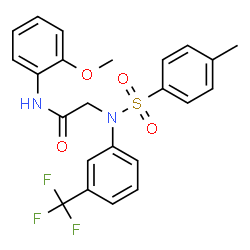 ChemSpider 2D Image | N-(2-Methoxyphenyl)-N~2~-[(4-methylphenyl)sulfonyl]-N~2~-[3-(trifluoromethyl)phenyl]glycinamide | C23H21F3N2O4S